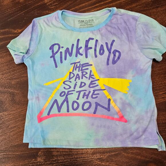 Pink Floyd Tops - Pink Floyd The Dark Side of the Moon Tie Dye Crop Top Tee